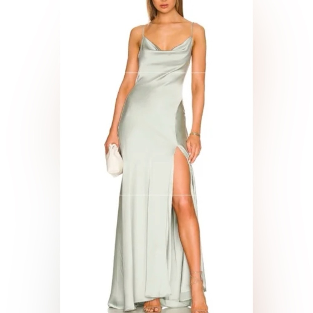 Jonathan Simkhai Sage Green Satin Maxi Dress NWT (DAMAGE )